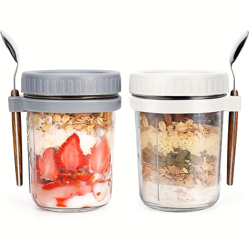 Food Storage Set Glass - 1 قطعة/2 قطعة كوب الشوفان الزجاجي،