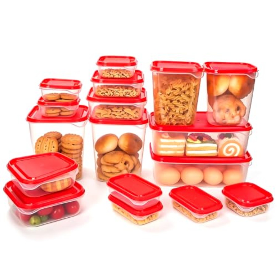 Food Storage Containers Set - مجموعة تخزين طعام بلاستيكية من 17