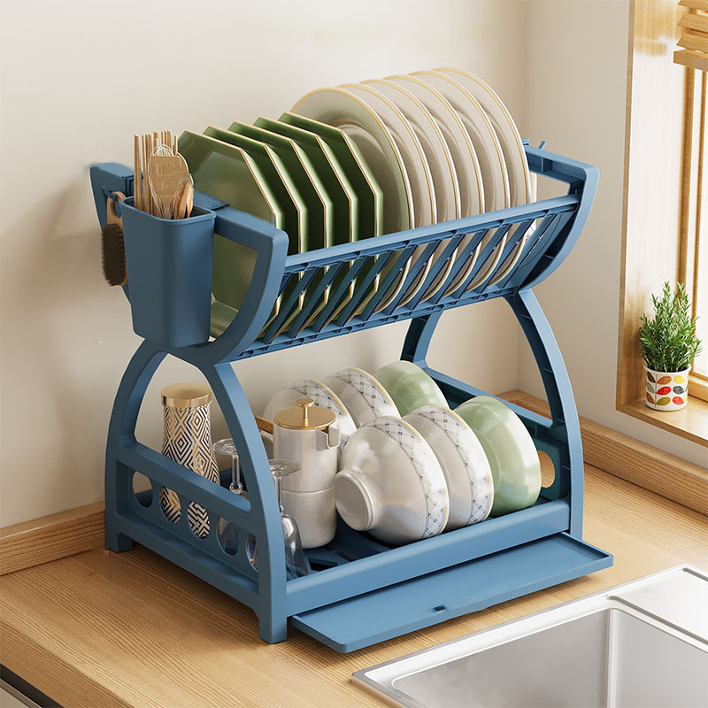 Food Storage Organiser - رف تجفيف أطباق موفر للمساحة بطبقة