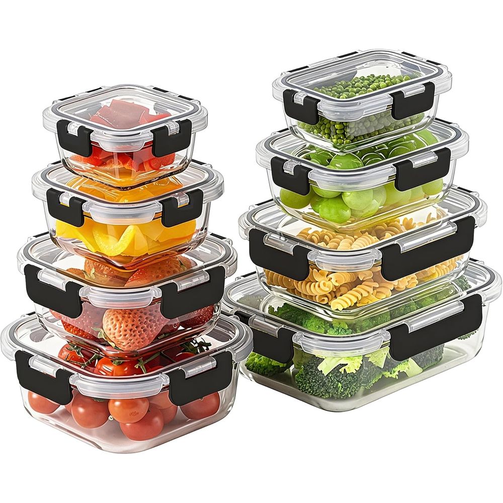Food Storage Set Glass - طقم تخزين طعام من الزجاج البوروسيليكات