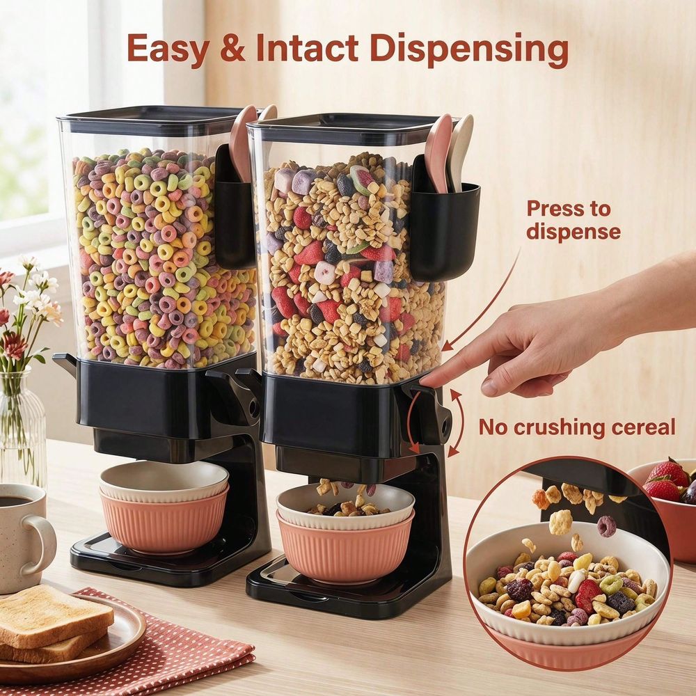 Food Storage No Pantry - موزع حبوب مع غطاء للطاولة، سعة