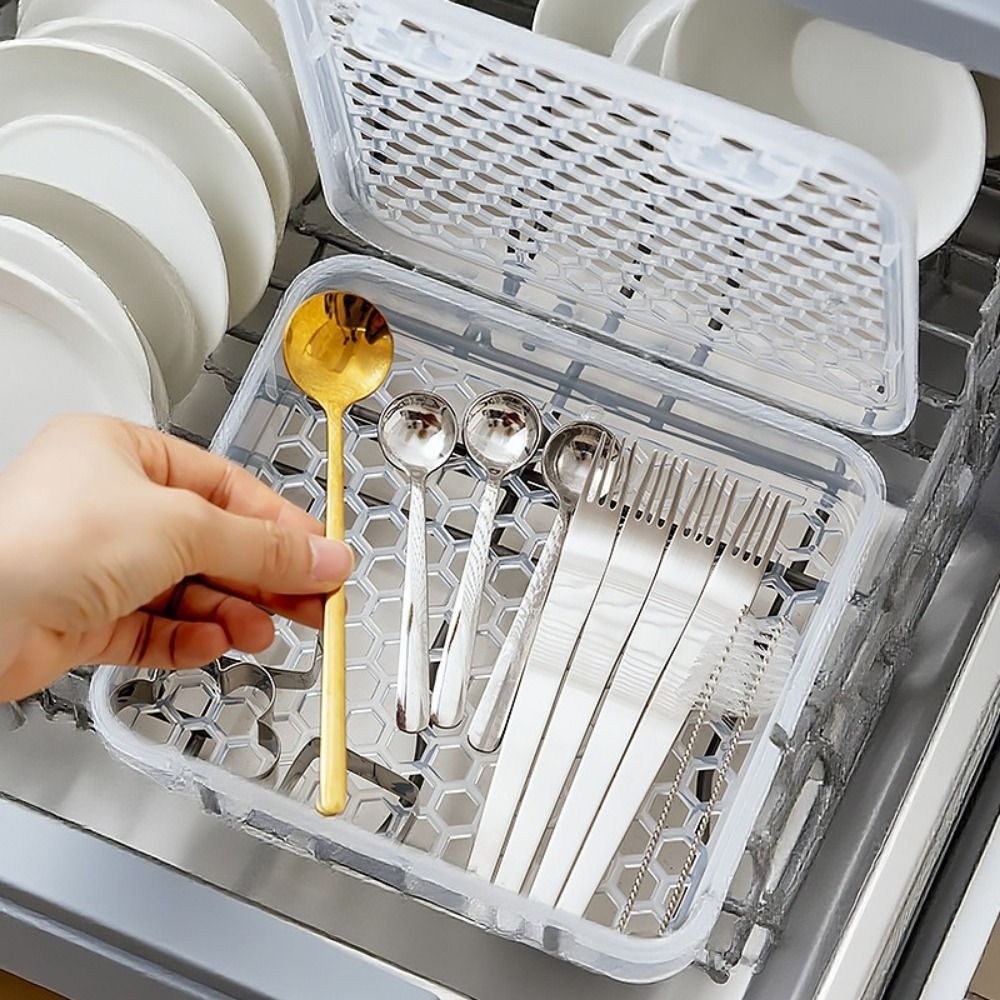Food Storage Without Plastic - صندوق تنظيف أدوات المائدة المجوف لغسالة
