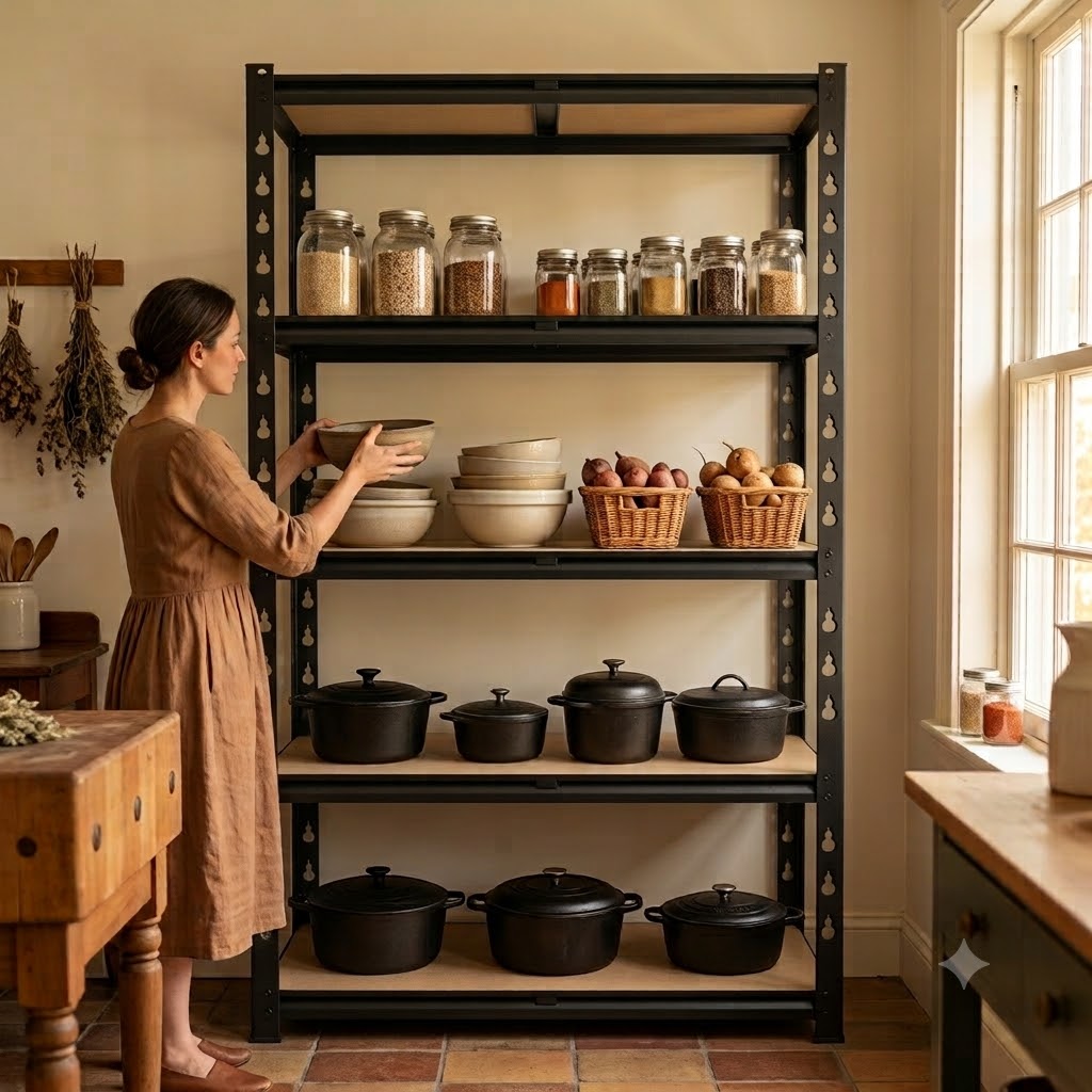 Food Storage No Pantry - وحدة تخزين معدنية نحيفة بخمسة أرفف،
