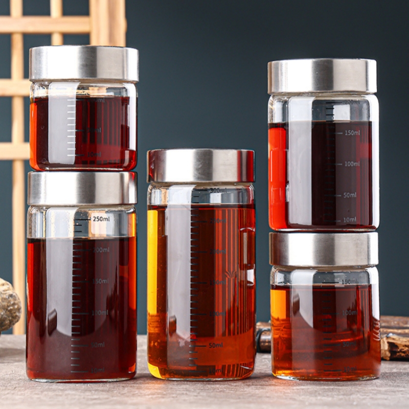 Food Storage Set Glass - 2 قطعة 100-500 مللي كوب تخزين