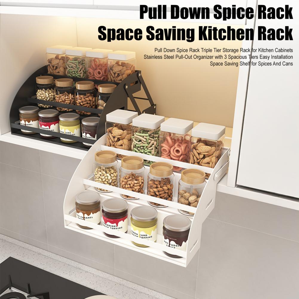 Food Storage Without Plastic - منظم توابل ثلاثي الطبقات، رف توابل