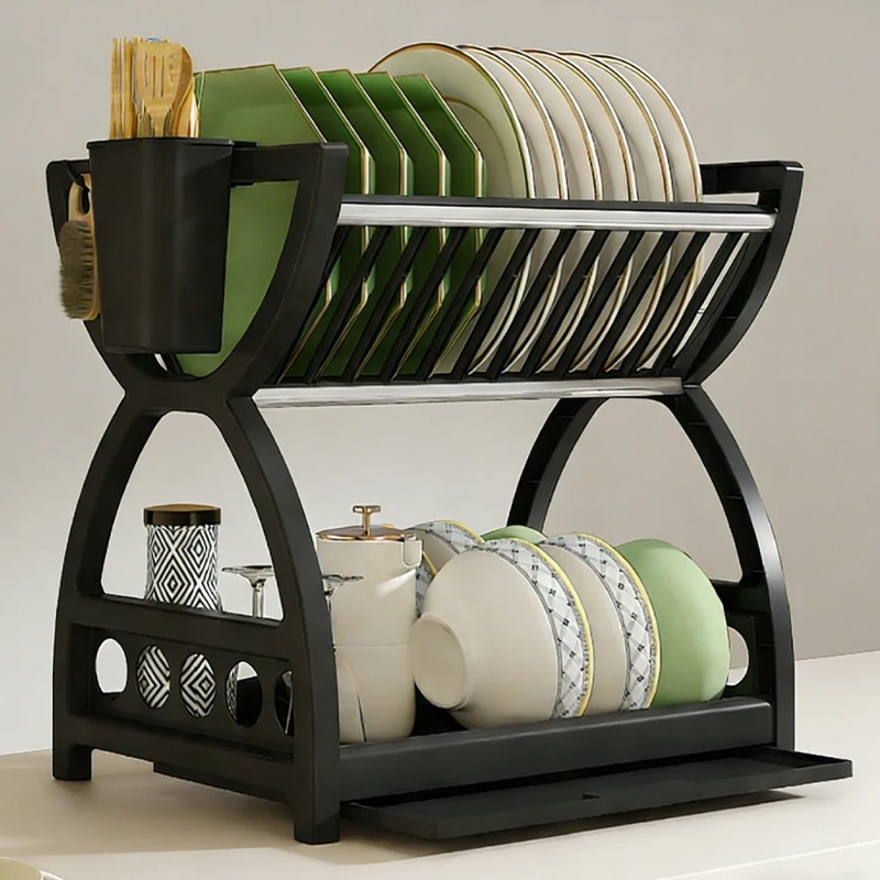 رف تجفيف أطباق من طبقتين للمطب - مراجعة Food Storage Organiser وسعره