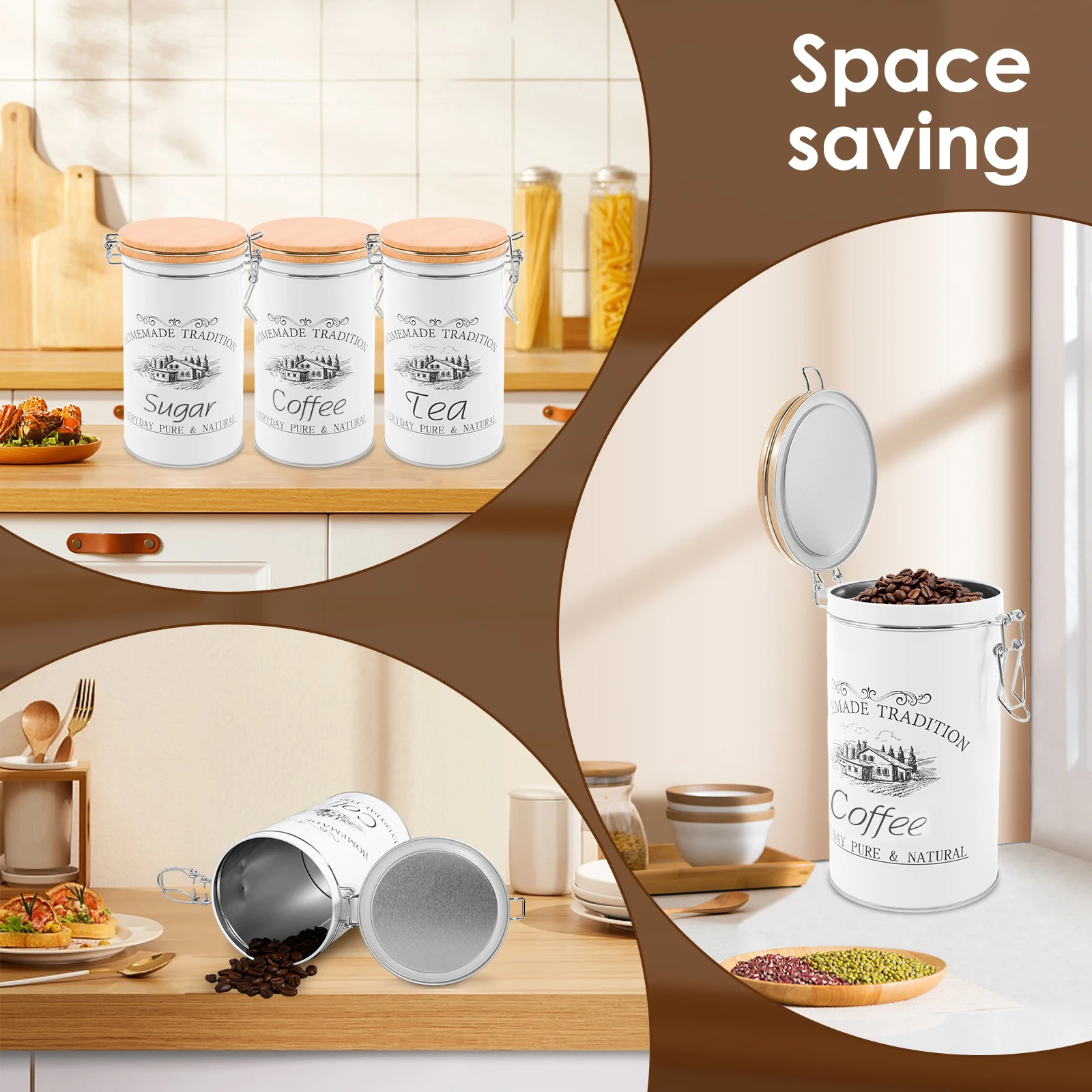 3 قطعة/المجموعة الشاي القهوة ا - مراجعة Food Storage Kitchen Container Set وسعره