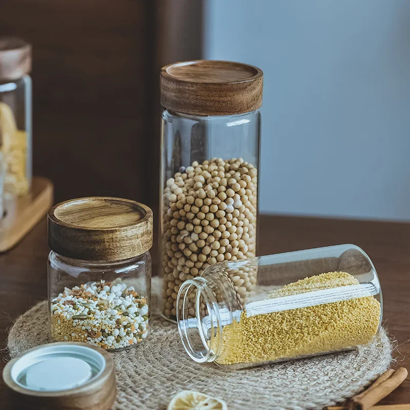 وعاء زجاجي بغطاء خشبي ، علبة م - مراجعة Food Storage Set Glass وسعره