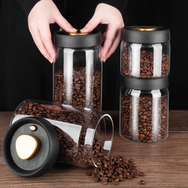 جرة حبوب البن المغلقة بالفراغ، - مراجعة Food Storage Set Glass وسعره
