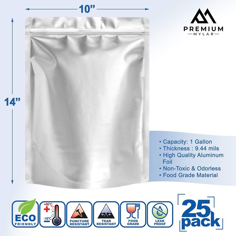 25 كيس مايلار - أكياس مايلار ق - مراجعة Food Storage In Mylar Bags وسعره