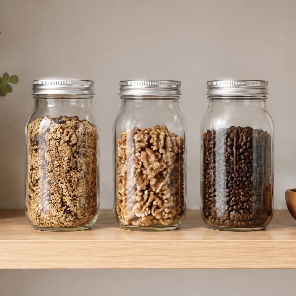 برطمانات ميسون مع أغطية، حاويا - مراجعة Food Storage No Pantry وسعره