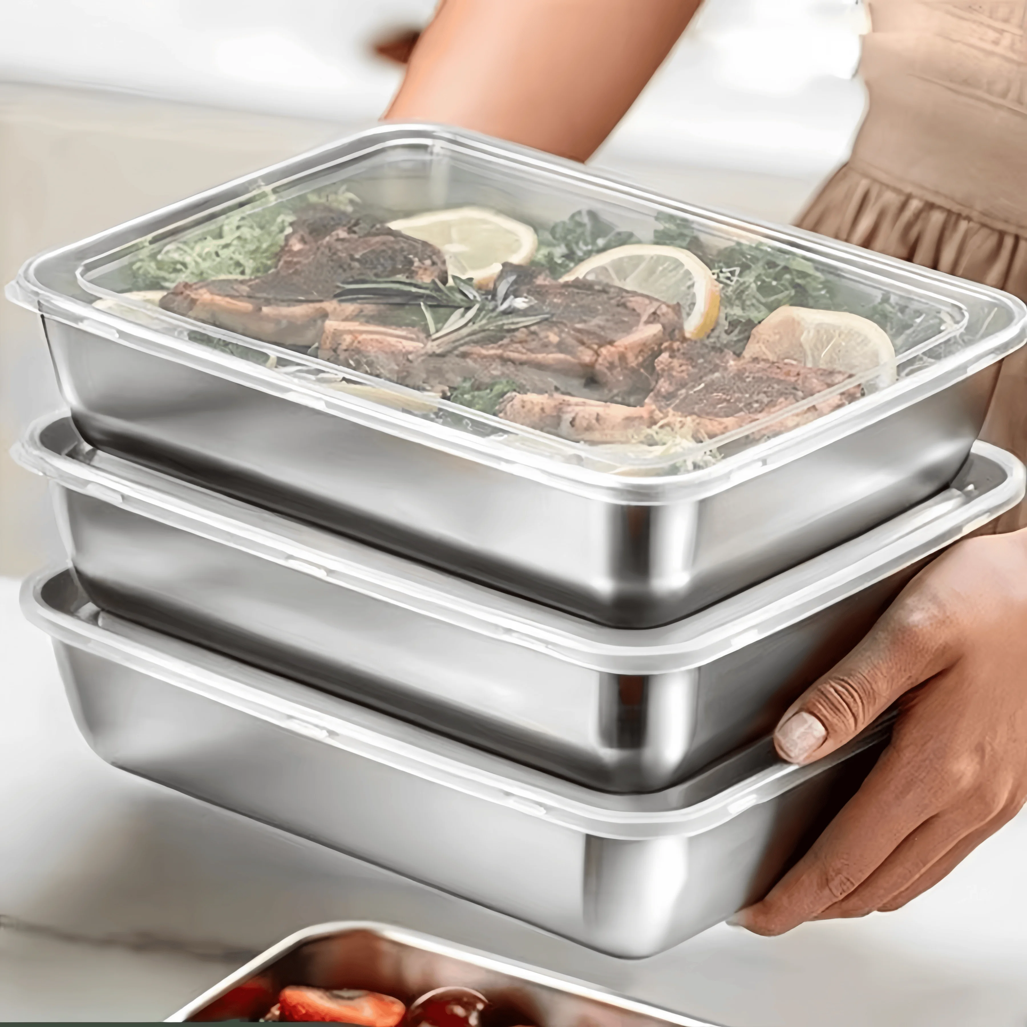 علبة طعام مستطيلة محكمة الإغلا - مراجعة Food Storage In Stainless Steel وسعره